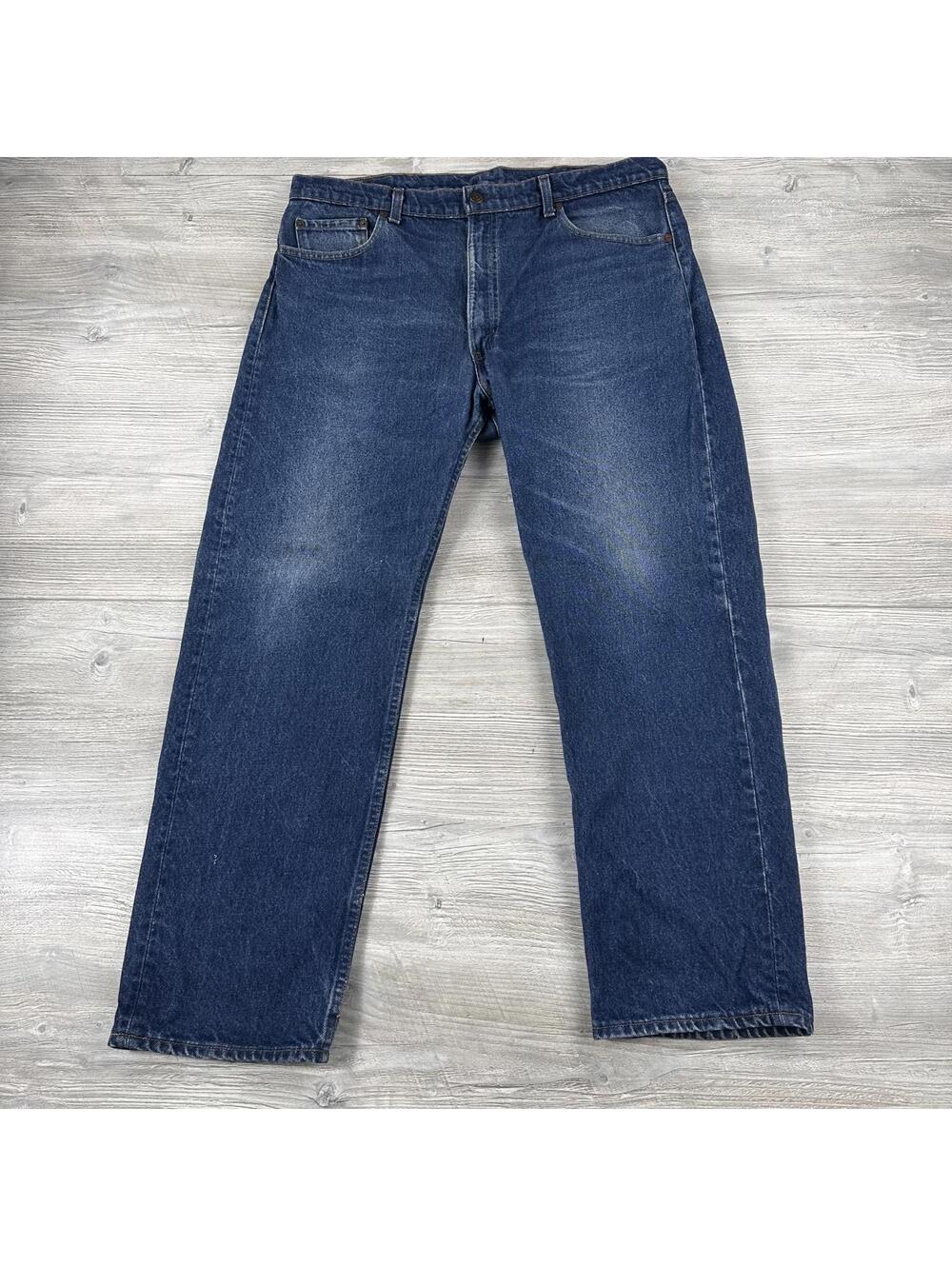 VTG Levis 505 Jeans Mens 38x30 Dark Wash Straight Faded Distressed 90's Made USA
